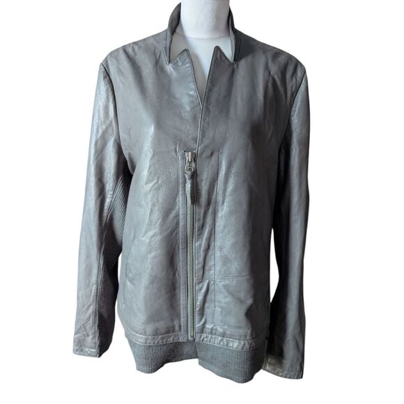 Mackage Grey Genuine Soft Leather Blazer Jacket Large - Picture 13 of 15